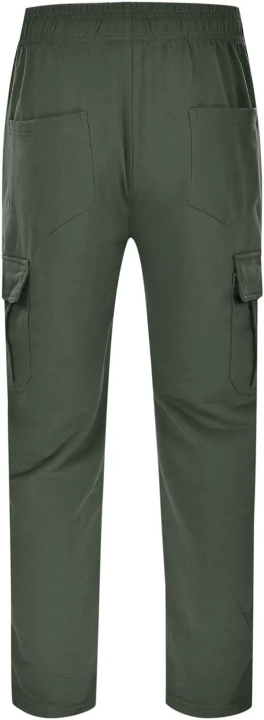 2023 Men's Cargo Pants Loose Sport Pants Plus Size Stylish Jogger Sweatpants Drawstring Hiking Outdoor Trousers with Pocket