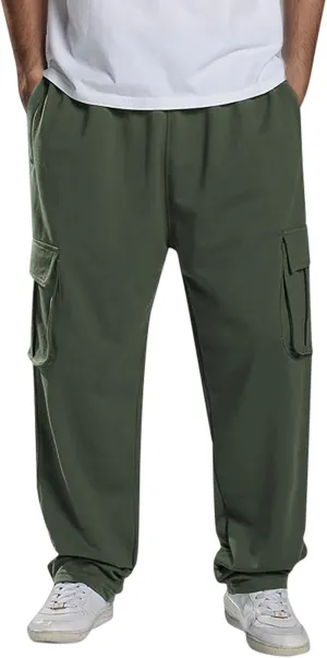 2023 Men's Cargo Pants Loose Sport Pants Plus Size Stylish Jogger Sweatpants Drawstring Hiking Outdoor Trousers with Pocket