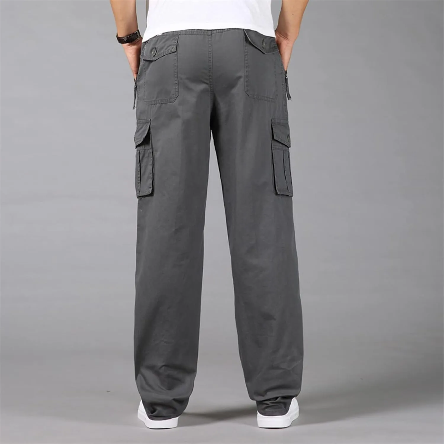 2023 Mens Cargo Pants with Multi Pockets Casual Joggers Hiking Pants Plus Size Loose Straight Sweatpants Stylish Trousers