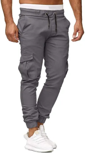 2024 Mens Fashion Joggers Pants Slim Cargo Hiking Pants Drawstring Sports Long Sweatpants Workout Sport Track Trousers