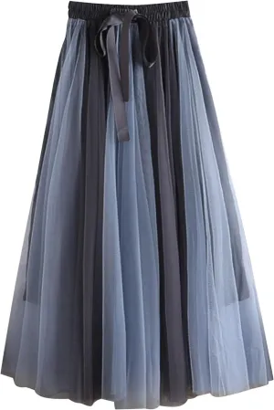 A Line Long Tulle Skirt for Women Maxi Elastic High Waist Bridesmaid Skirts for Wedding Evening Party Prom