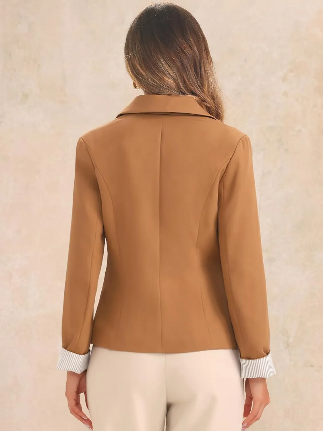 Allegra K Casual Blazer for Women's Lapel Collar Long Sleeve Cropped Blazer