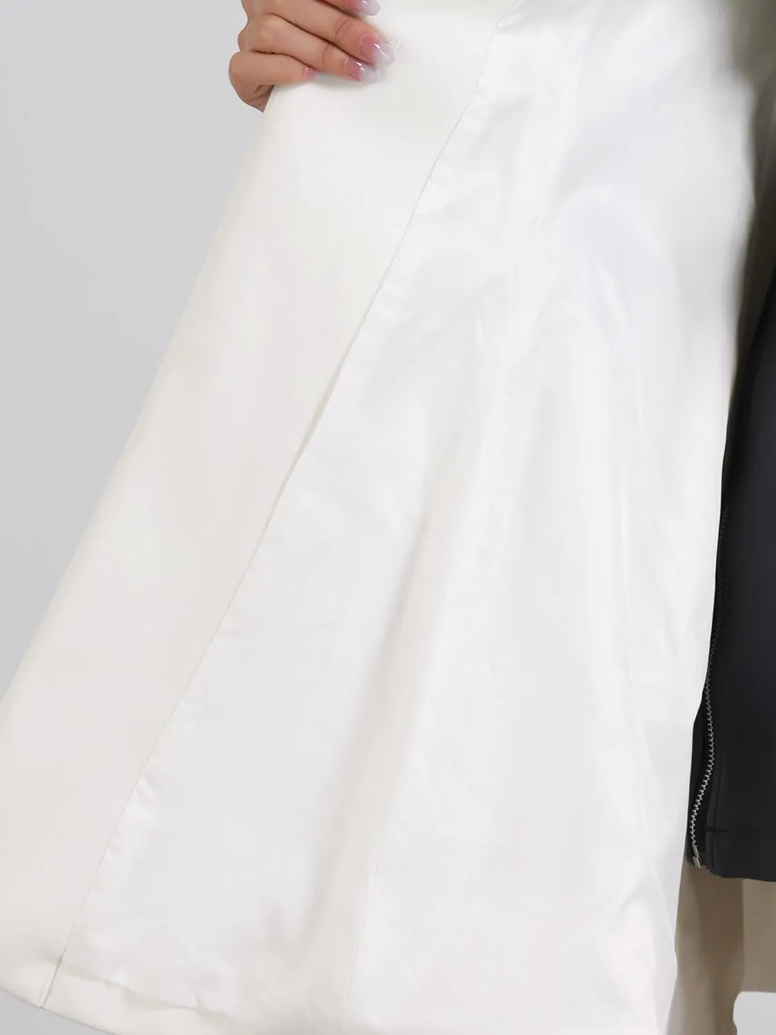 Allegra K Elegant Winter Coat for Women's Collarless Single Breasted Tie Wrap A-Line Swing Coats