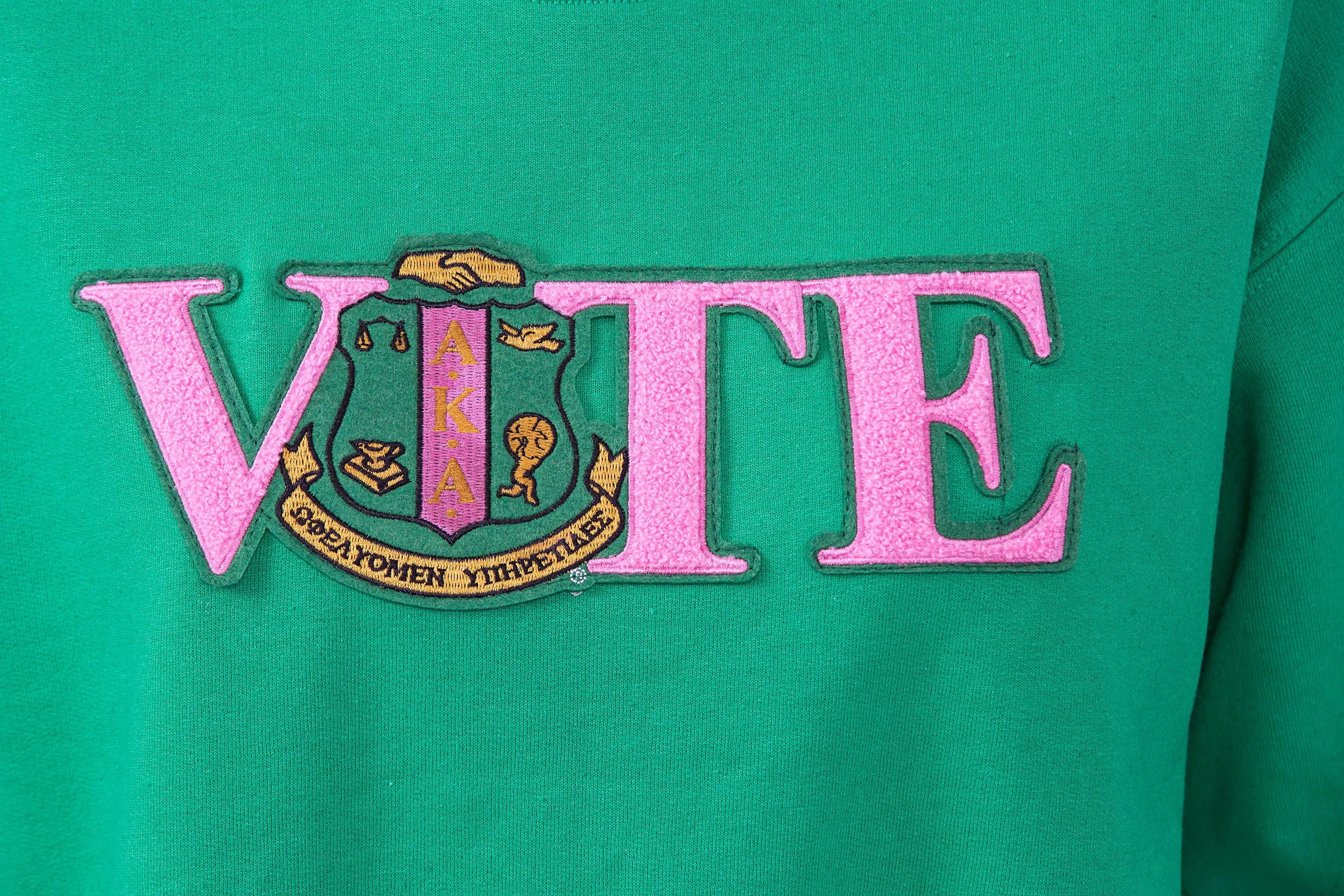 Alpha Kappa Alpha Vote Sweatshirt with Crest Chenille