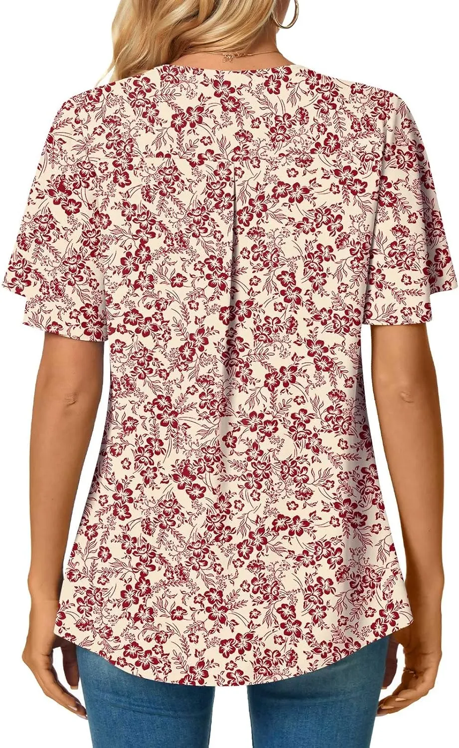 Anyally Womens Summer Dressy Chiffon Blouses V Neck 2025 Short Sleeve Tunic Tops for Leggings Casual T-Shirts