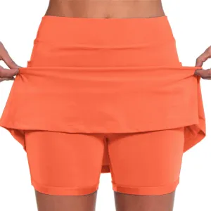 Athletic Skirts Women Solid Mid Waist Culottes Short Skirts Skinny Pants Tummy Control Plus Size Skort Womens Golf