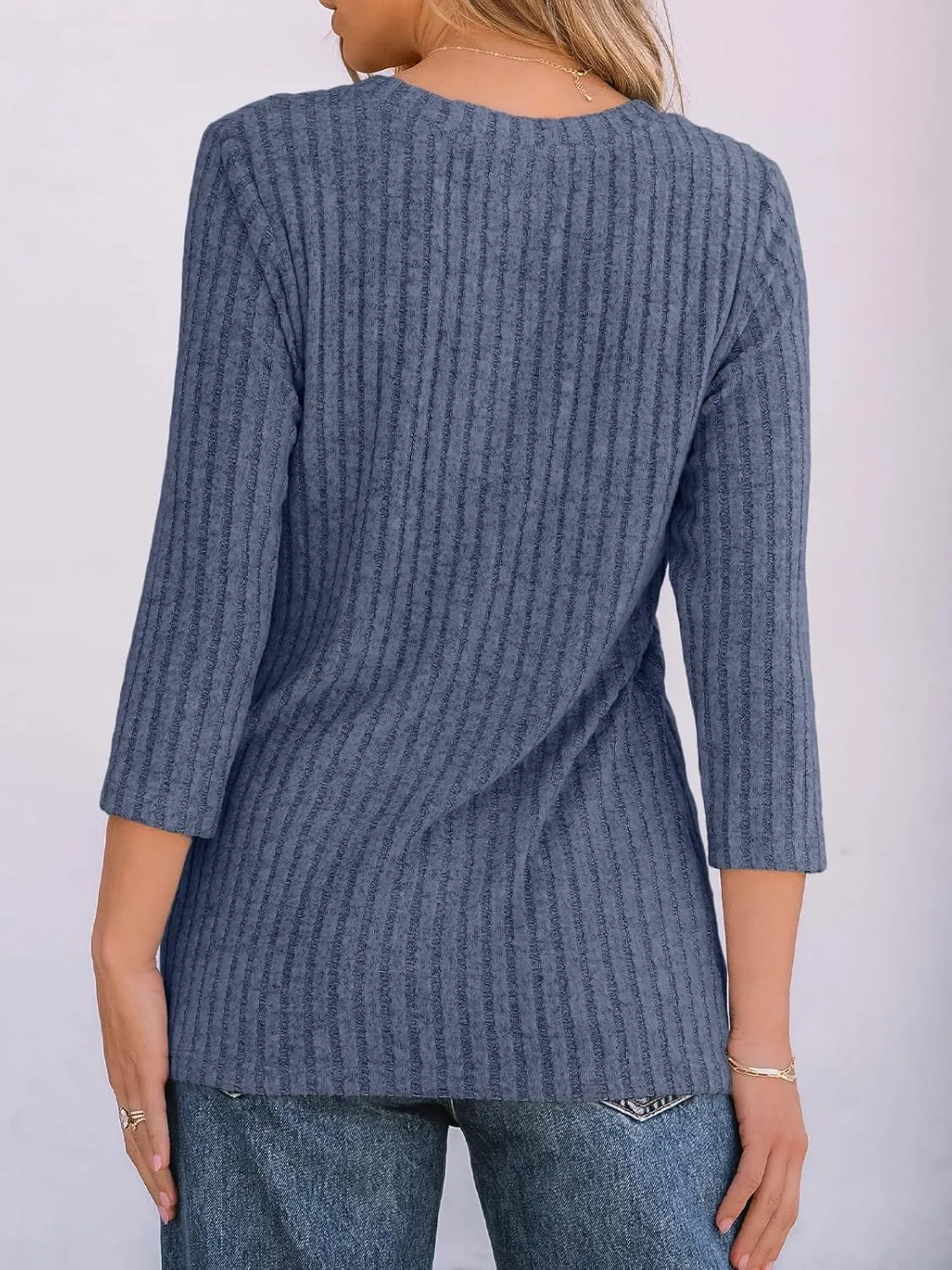 AUTOMET Womens 3/4 Length Sleeve Tops Sweaters Casual Dressy T Shirts Business Work Tunic Top Summer Trendy Blouse 2025