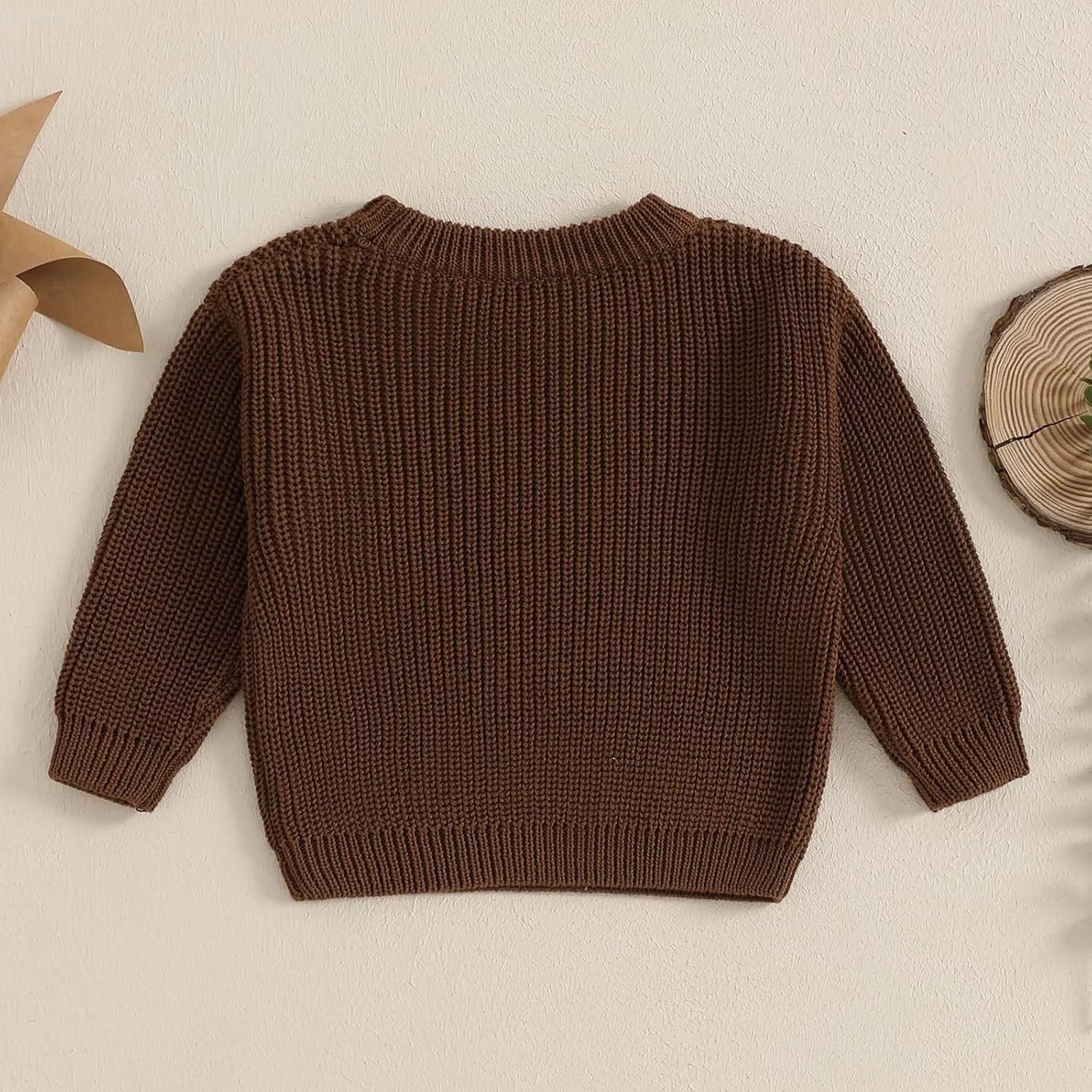 Baby Girl Boy Toddler Knit Sweater Cute Round Neck Long Sleeve Blouse Pullover Oversized Sweatshirt Warm Kids Tops