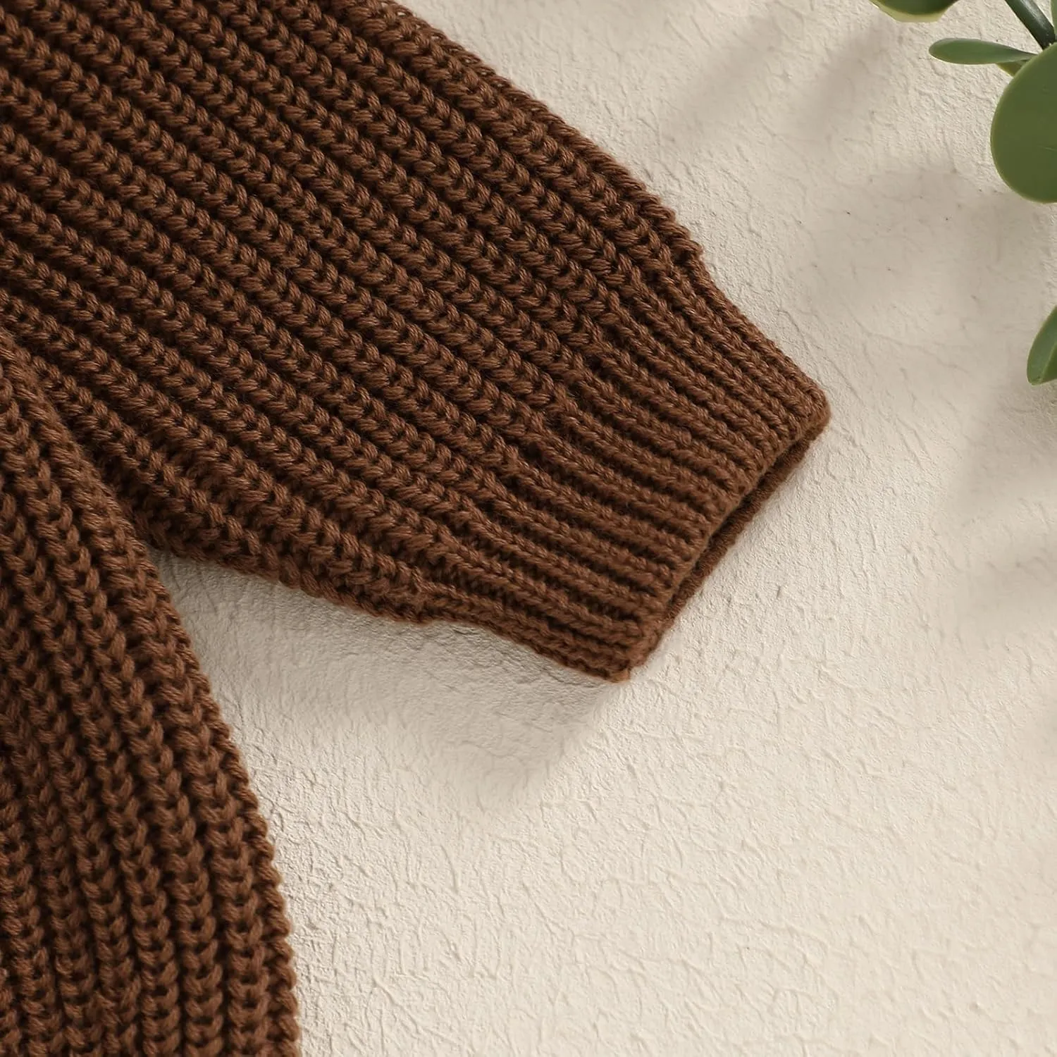 Baby Girl Boy Toddler Knit Sweater Cute Round Neck Long Sleeve Blouse Pullover Oversized Sweatshirt Warm Kids Tops