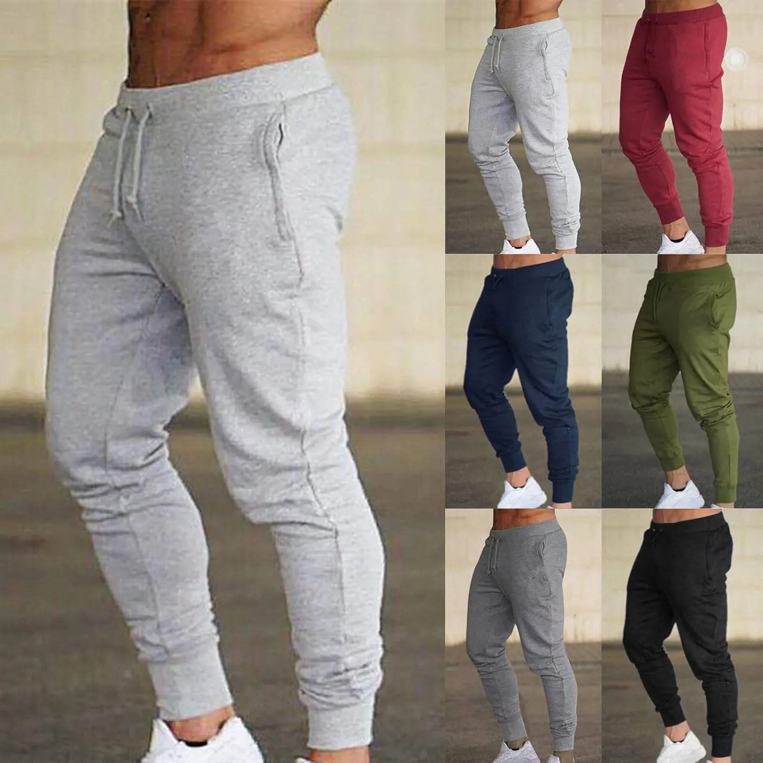 BIFUTON Joggers for Men Slim Fit Tapered Leg Pants Lace Up Athletic Sweatpants Lightweight Sports Running Pants with Pockets