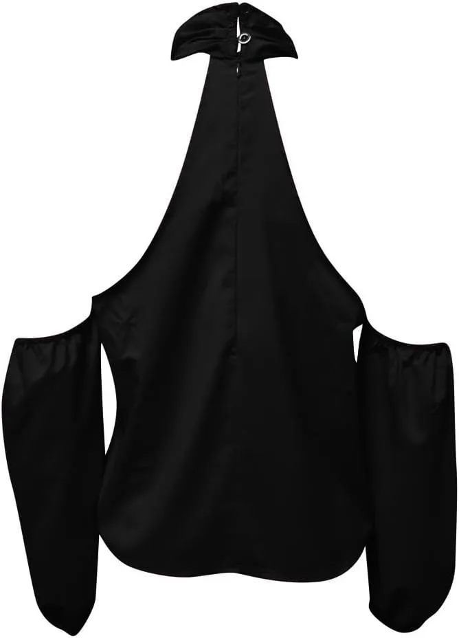 Binmer Crisscross Halter Tops for Womens Sexy Long Sleeve Shirts Casual Loose Comfy Solid Backless Tunic Blouse Fashion 2024
