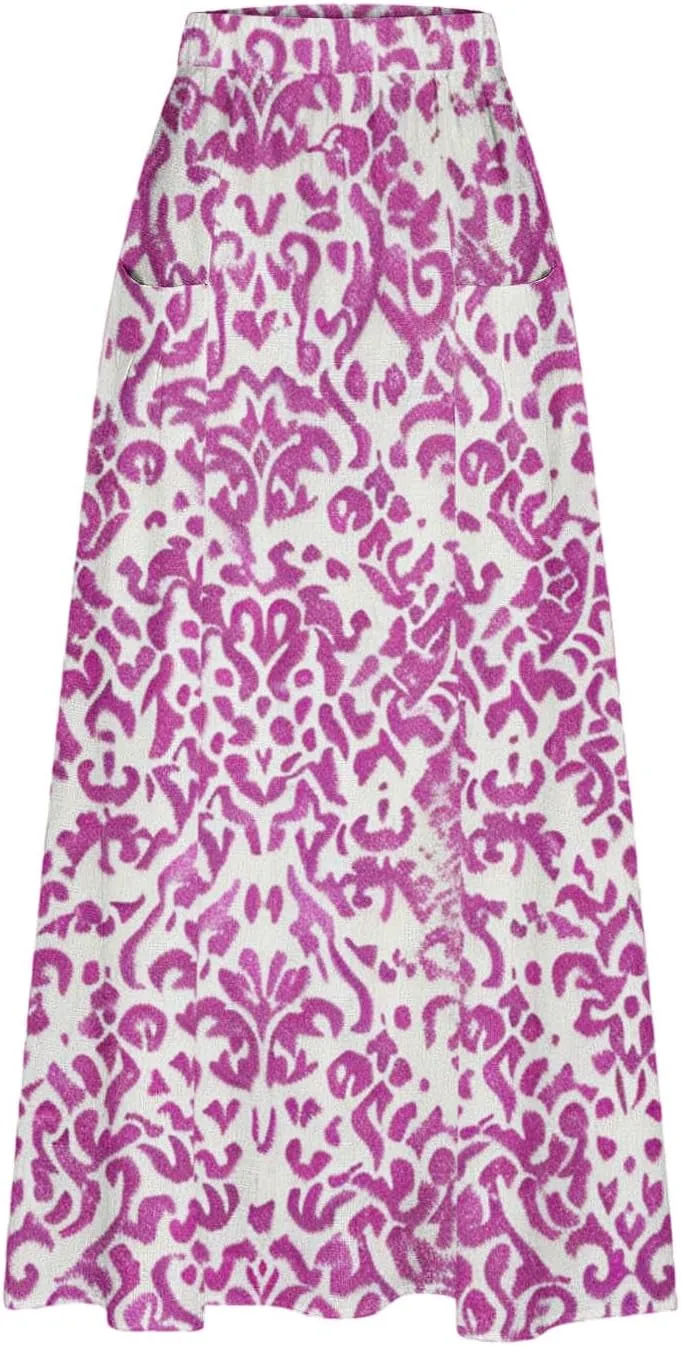 Boho Skirt for Women Floral Butterfly Graphic Skirts High Waisted Plus Size Baggy Skirts Pleated Skirt Outfits