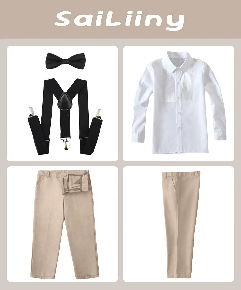 Boys Formal Suspenders Suits Set