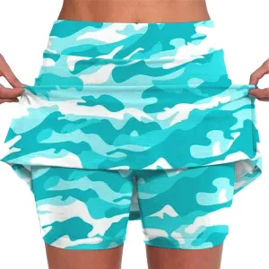Camo Tennis Skirts for Women Plus Size Summer Athletic Workout Golf Skorts Activewear Tight Skinny Built in Leggings Shorts