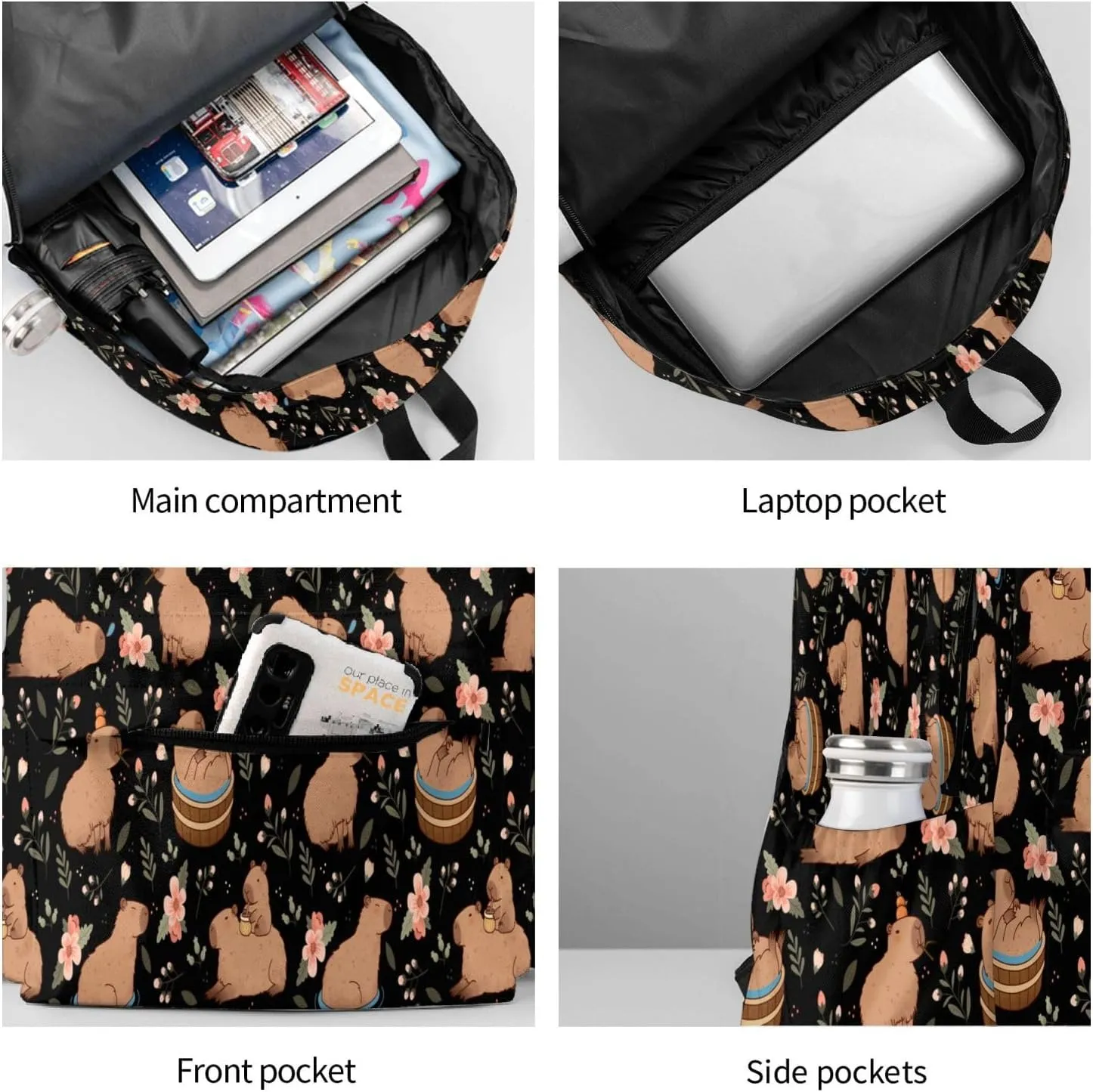 Capybaras Backpack for Women 16.9 inch Travel Casual Laptop Backpack Lightweight Waterproof Hiking Daypack