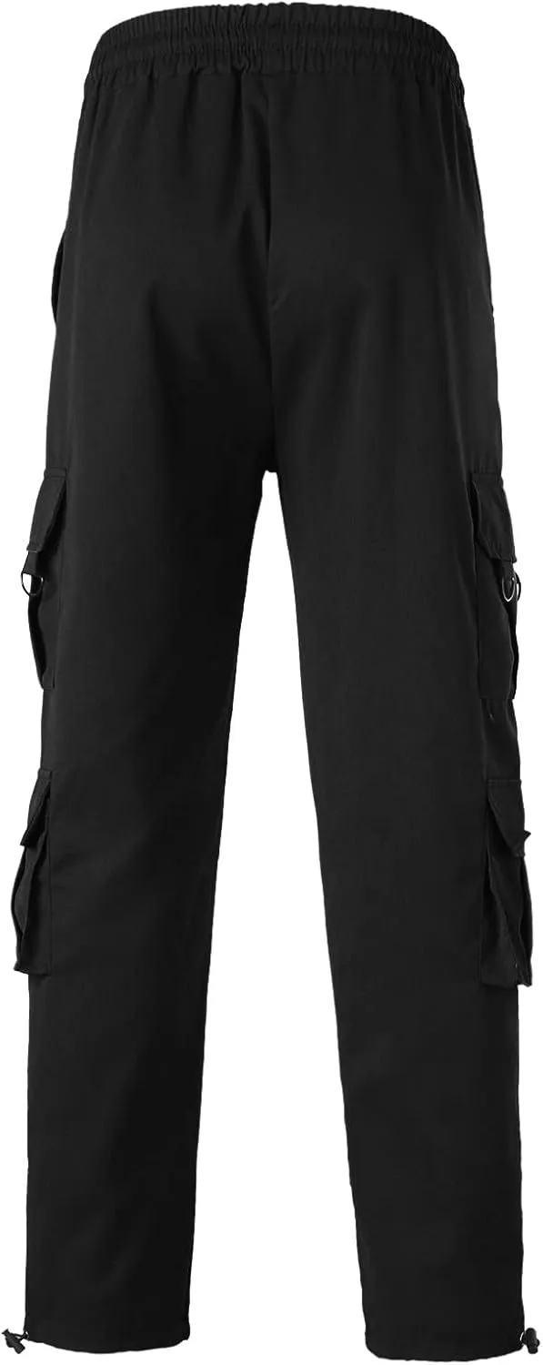 Cargo Pants for Men Big and Tall Striped Cargo Pants for Men Straight Elastic Waist Trousers Work Wear Combat Fitness