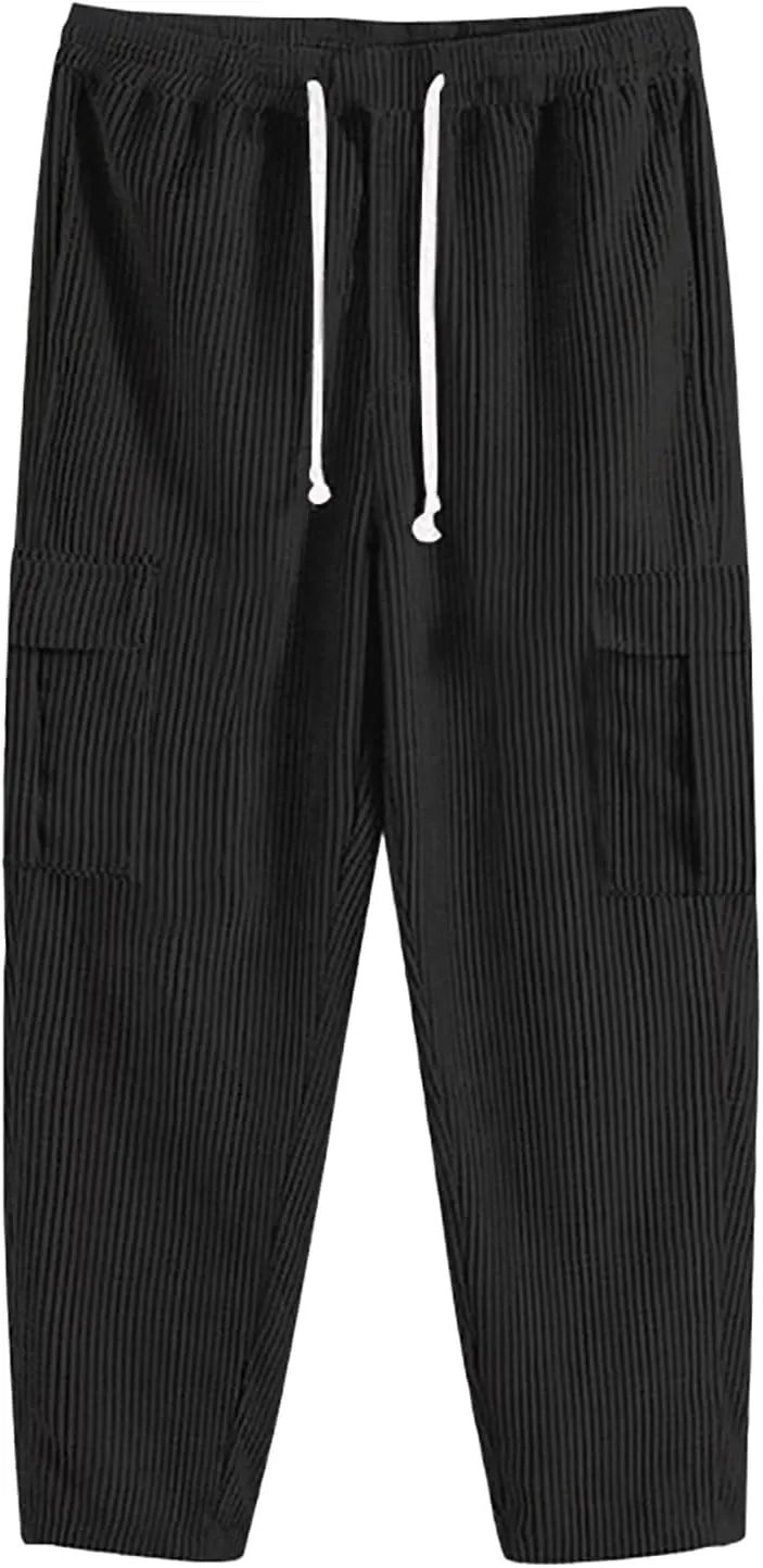 Cargo Pants for Men Relaxed Fit Mens Cargo Pants Outdoor Pant Men's Casual Elastic Waist Drawstring Hiking Work Pants