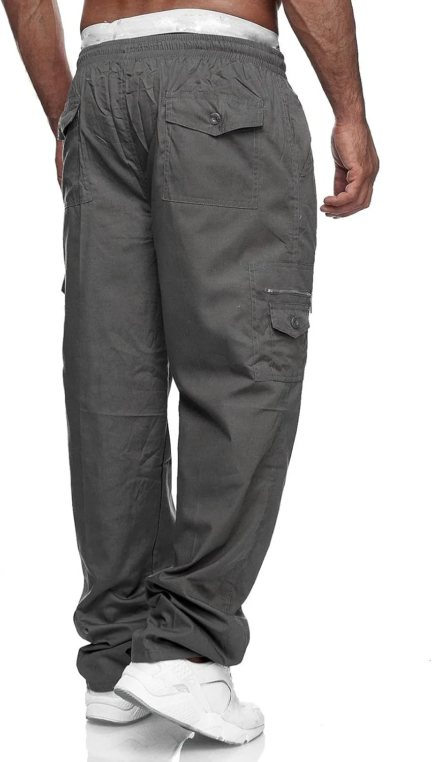 Cargo Pants for Men Work Pockets Mens Sweatpants Slim Fit Sports Active Joggers for Men Elastic Waist Mens Sweatpants