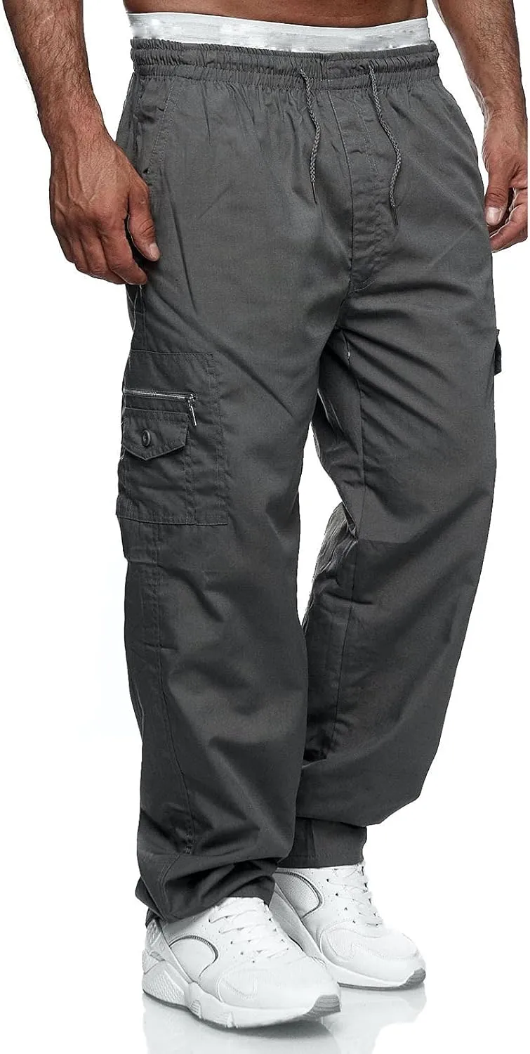 Cargo Pants for Men Work Pockets Mens Sweatpants Slim Fit Sports Active Joggers for Men Elastic Waist Mens Sweatpants