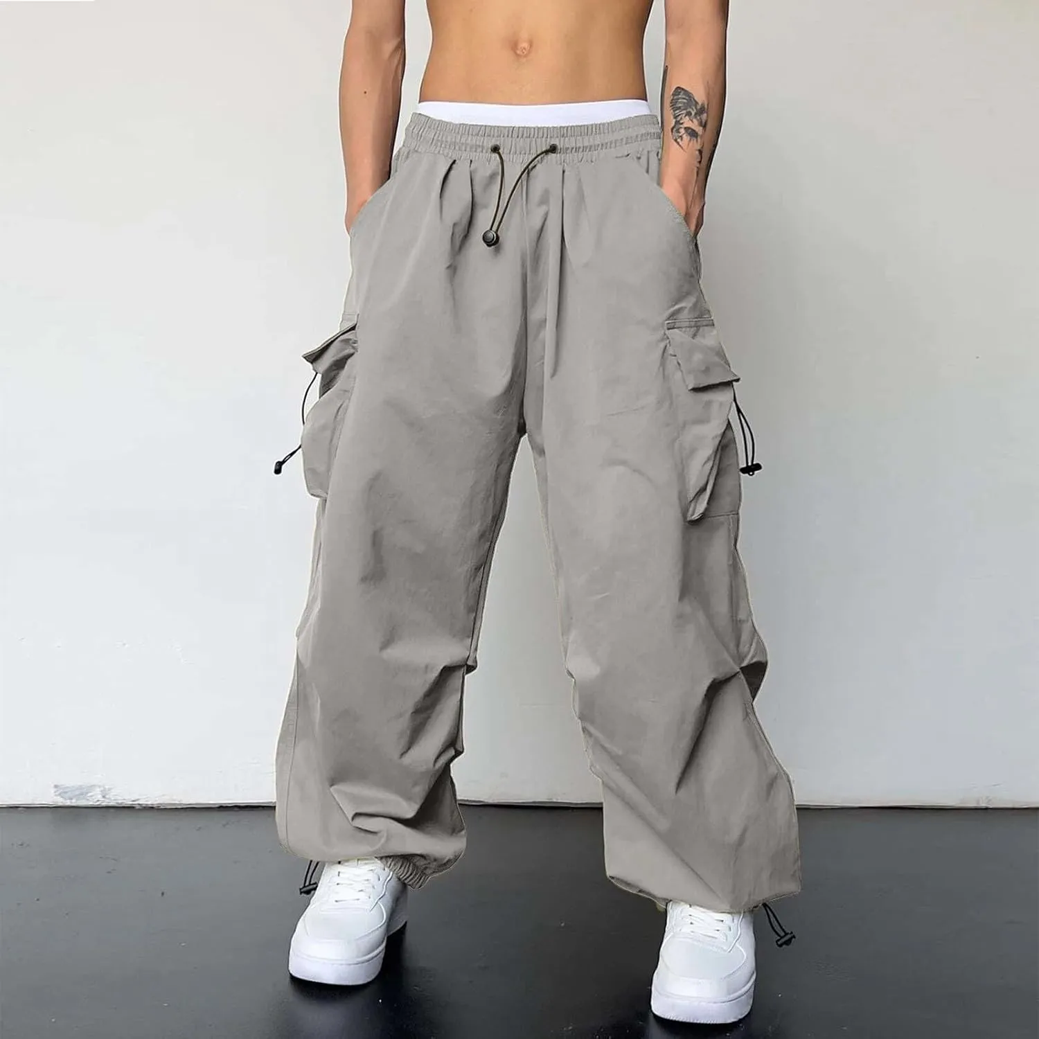 Cargo Pants Men Loose Fit Casual Joggers Elasticated Waist Cargo Work Combat Pant Multi Pockets
