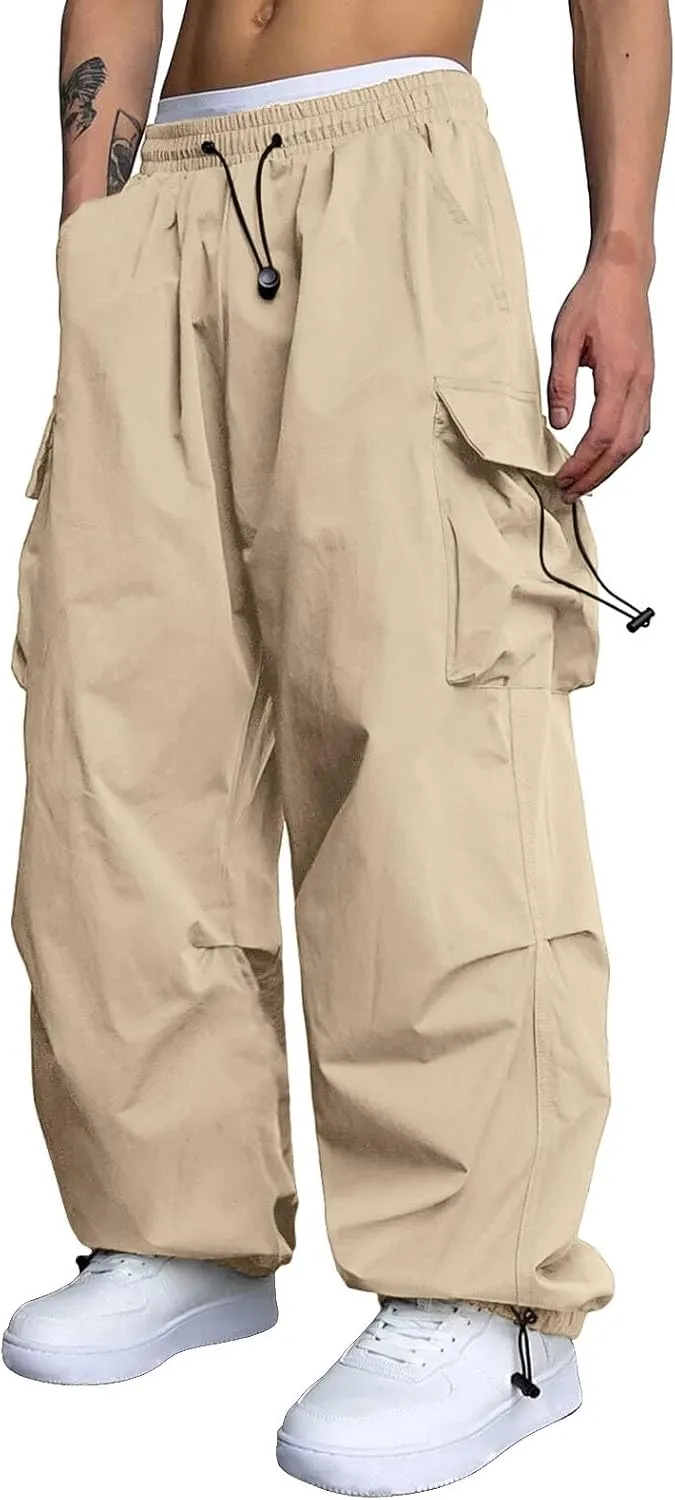 Cargo Pants Men Loose Fit Casual Joggers Elasticated Waist Cargo Work Combat Pant Multi Pockets