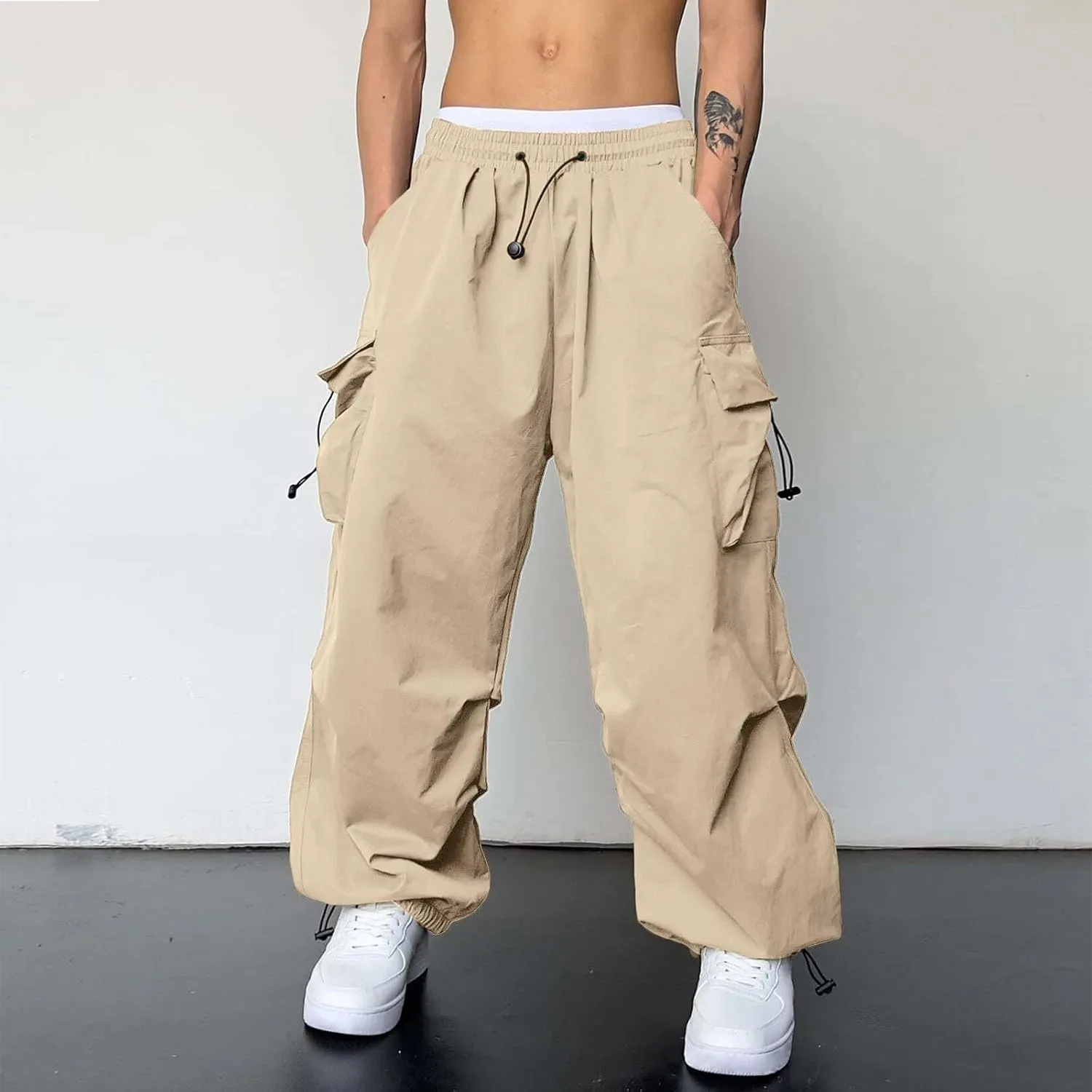 Cargo Pants Men Loose Fit Casual Joggers Elasticated Waist Cargo Work Combat Pant Multi Pockets