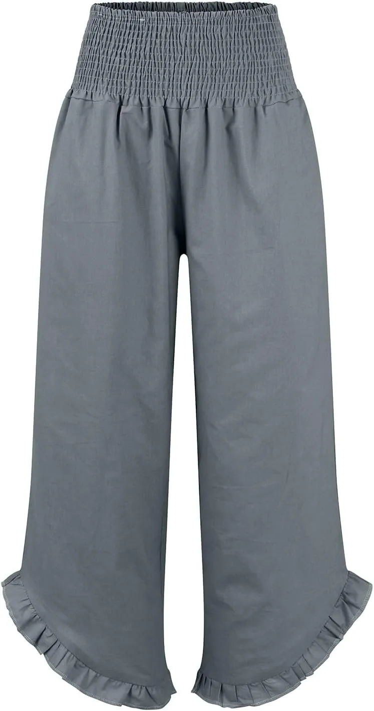 Cargo Pants Women,Womens Capris with Pockets Elastic High Waisted Linen Wide Leg Summer Pants for Women Trendy 2025