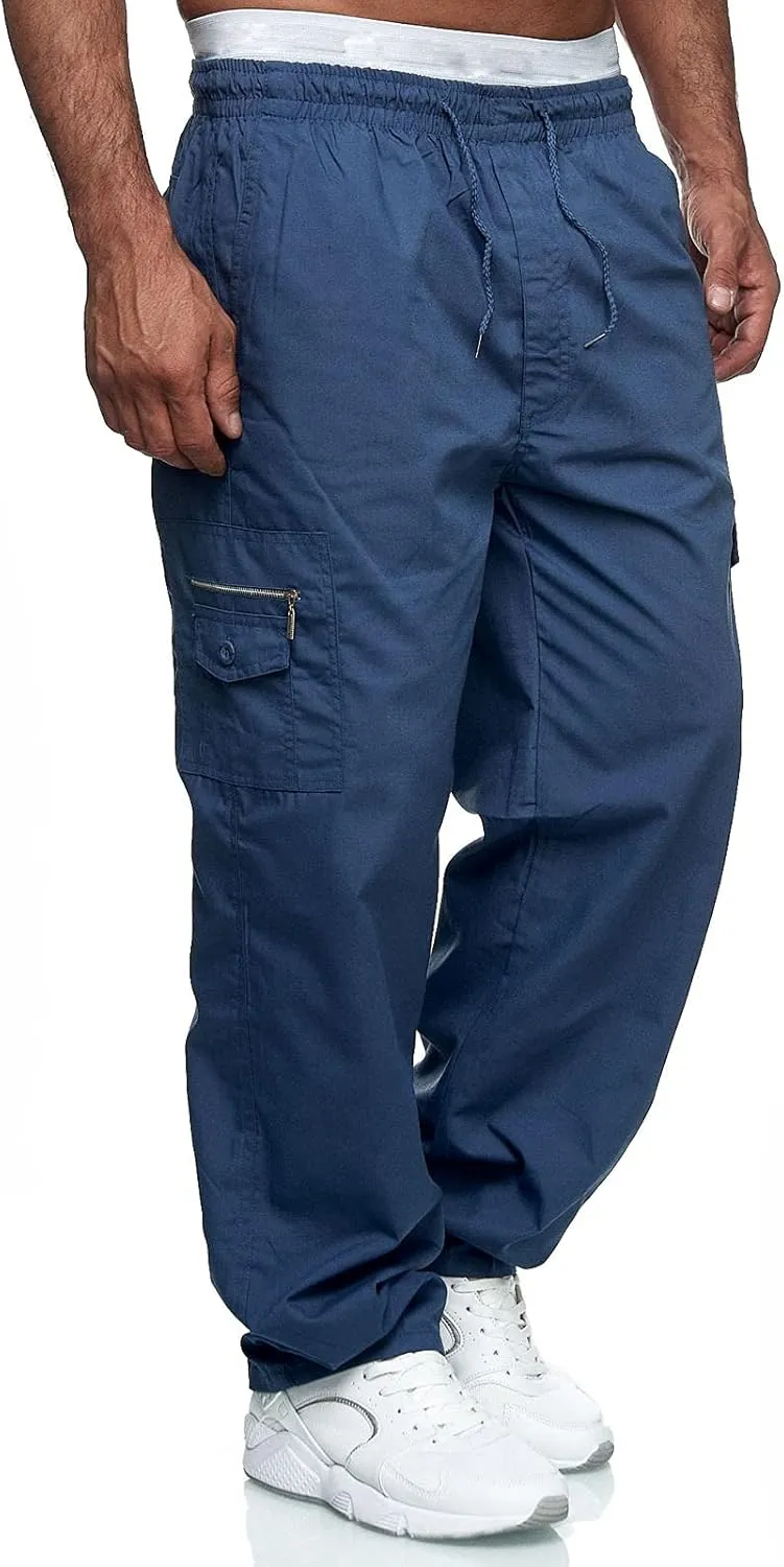 Cargo Sweatpants for Men Big and Tall Jogger Pant Men's Fleece Lined Cargo Sweatpants Open Bottom Straight Leg Casual