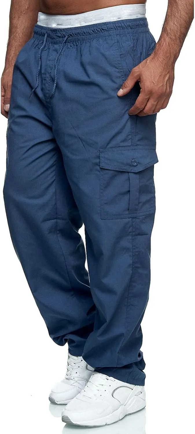 Cargo Sweatpants for Men Big and Tall Jogger Pant Men's Fleece Lined Cargo Sweatpants Open Bottom Straight Leg Casual