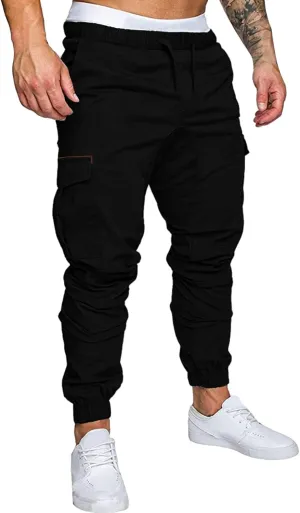 Cargo Sweatpants for Men Big and Tall Pants Men Mens Sweatpants Athletic Workout Casual Jogger Black Long Track Pants