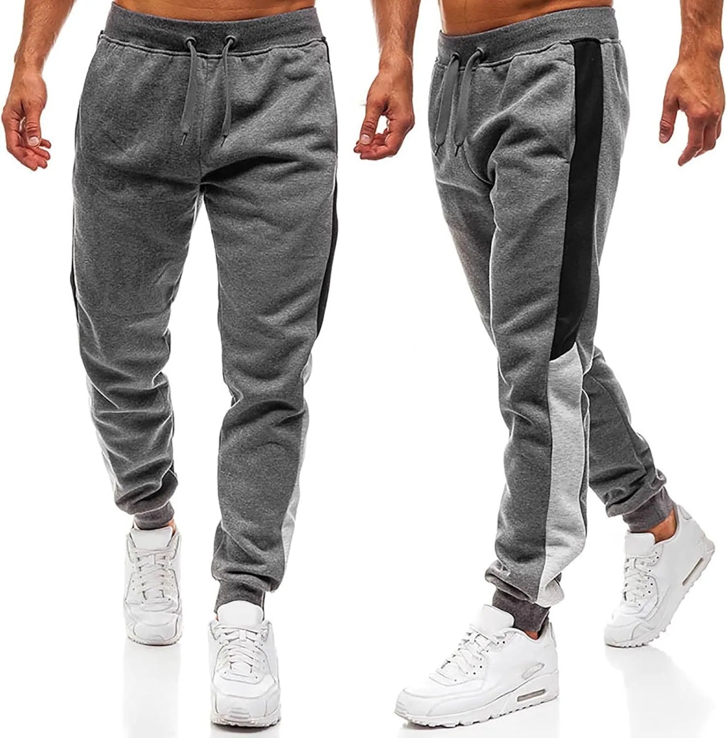 Cargo Sweatpants for Men Big and Tall Pants Men's Fashion Solid Bag Overalls Sports Casual Jogging Pants Light Hiking