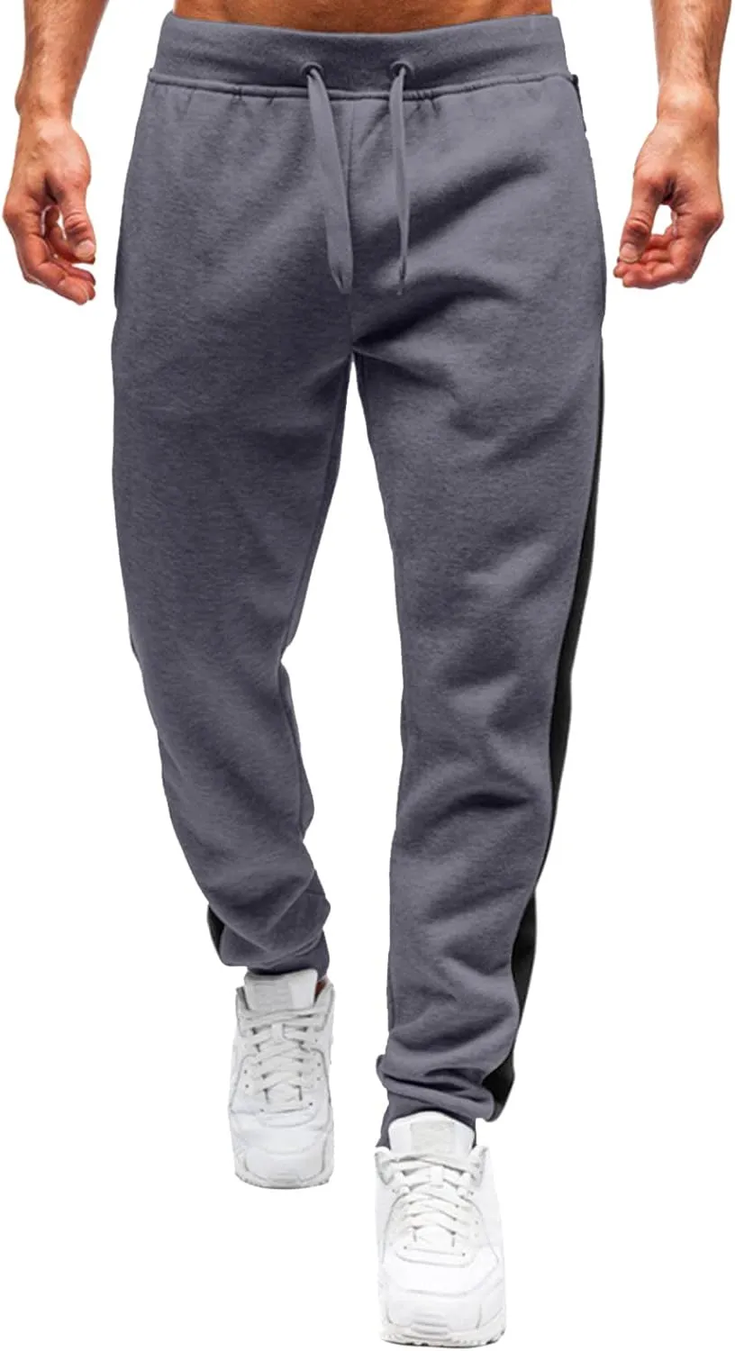 Cargo Sweatpants for Men Big and Tall Thermal Winter Running Athletic Joggers with Pockets Men's Gym Training Jogger