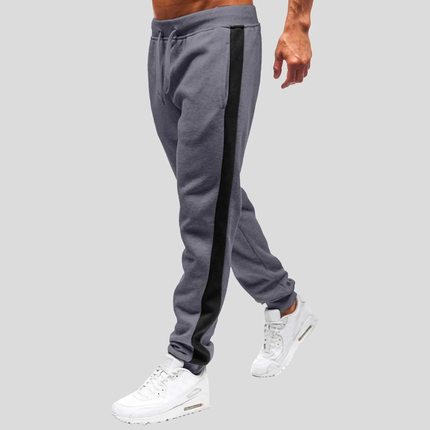Cargo Sweatpants for Men Big and Tall Thermal Winter Running Athletic Joggers with Pockets Men's Gym Training Jogger