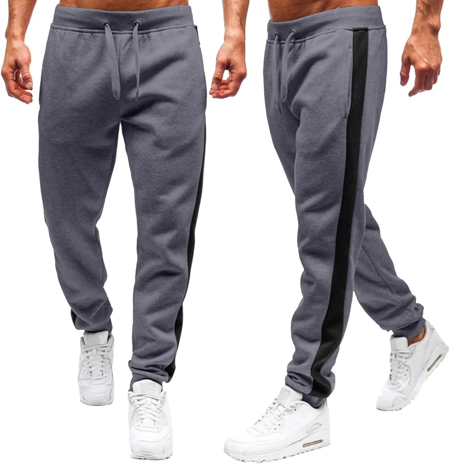 Cargo Sweatpants for Men Big and Tall Thermal Winter Running Athletic Joggers with Pockets Men's Gym Training Jogger