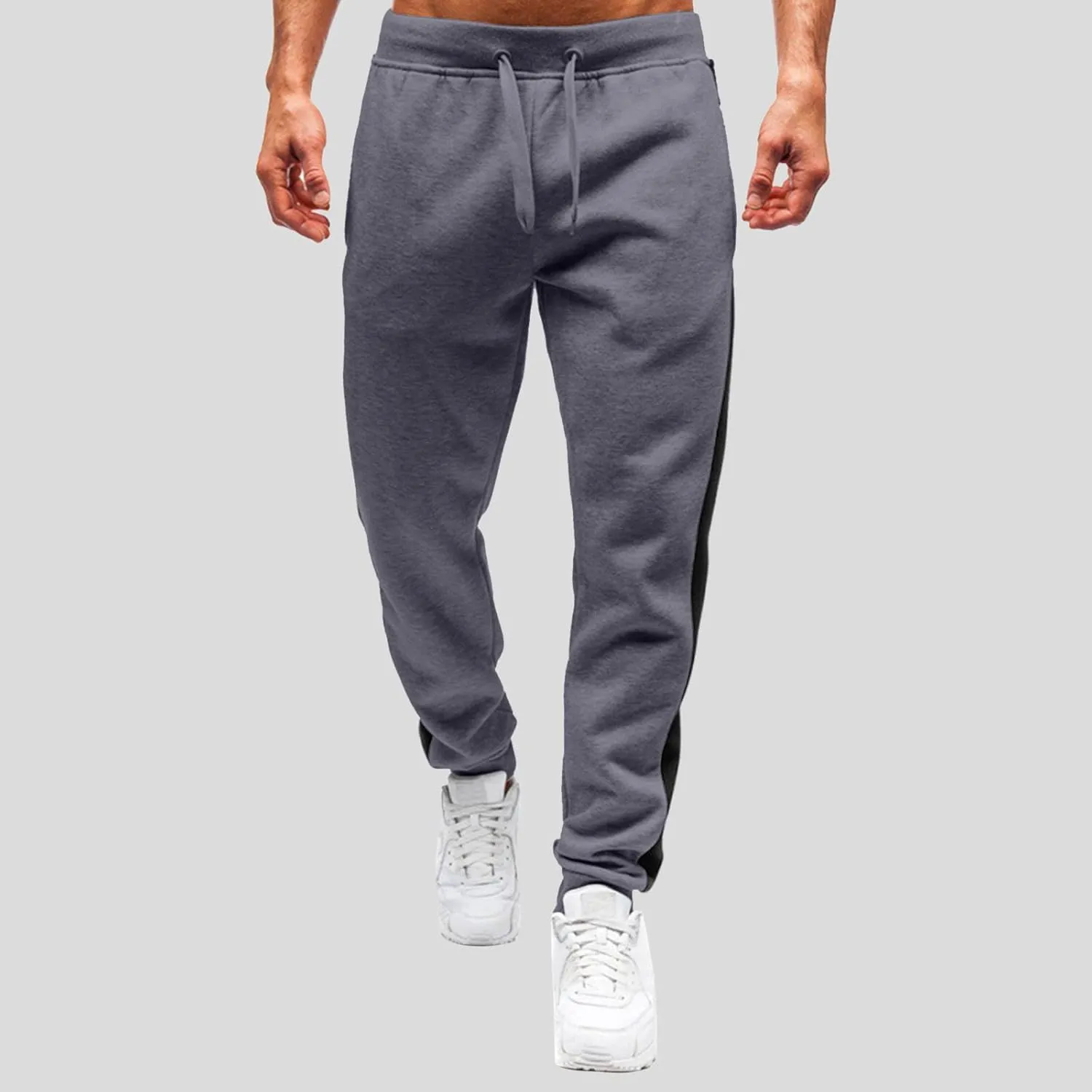 Cargo Sweatpants for Men Big and Tall Thermal Winter Running Athletic Joggers with Pockets Men's Gym Training Jogger