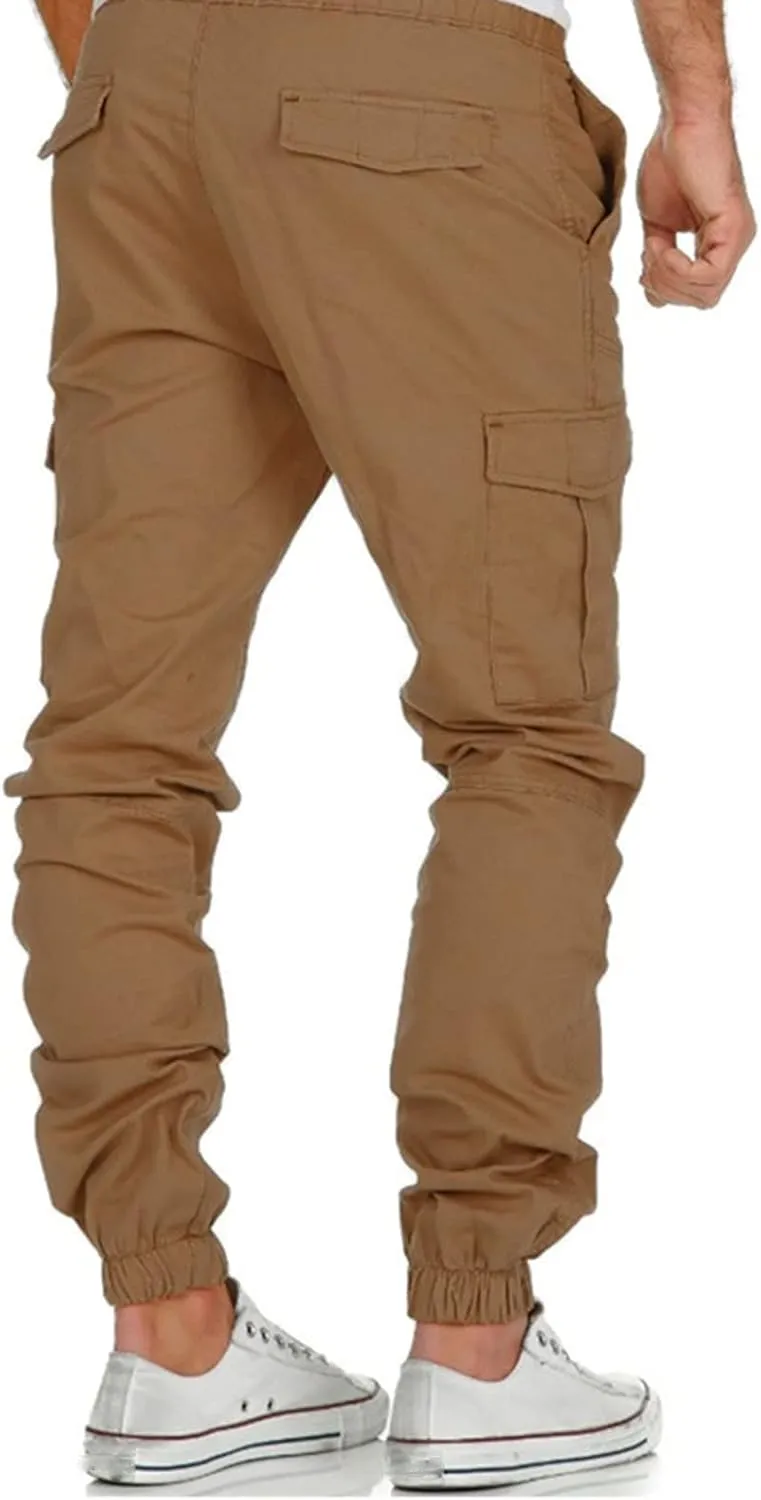 Cargo Sweatpants for Men Big and Tall Trousers Pockets Sweatpants Workout Sports Pant Men's Cargo Pants Elastic Waist