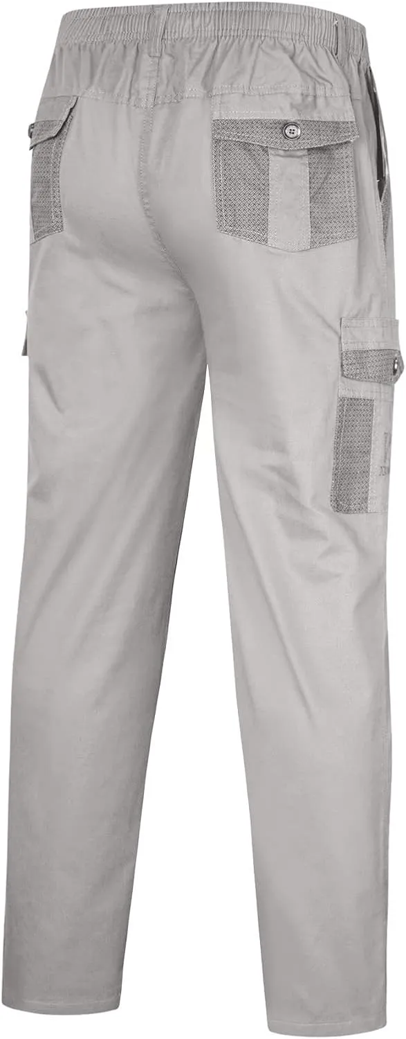 Cargo Sweatpants for Men Big and Tall Trousers Work Ripstop Cargo Pants Lightweight Cotton Jogger Work Pants 6 Pocket