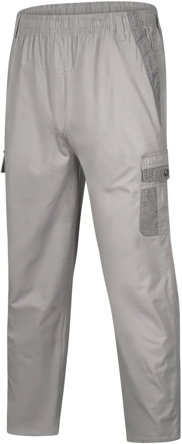 Cargo Sweatpants for Men Big and Tall Trousers Work Ripstop Cargo Pants Lightweight Cotton Jogger Work Pants 6 Pocket