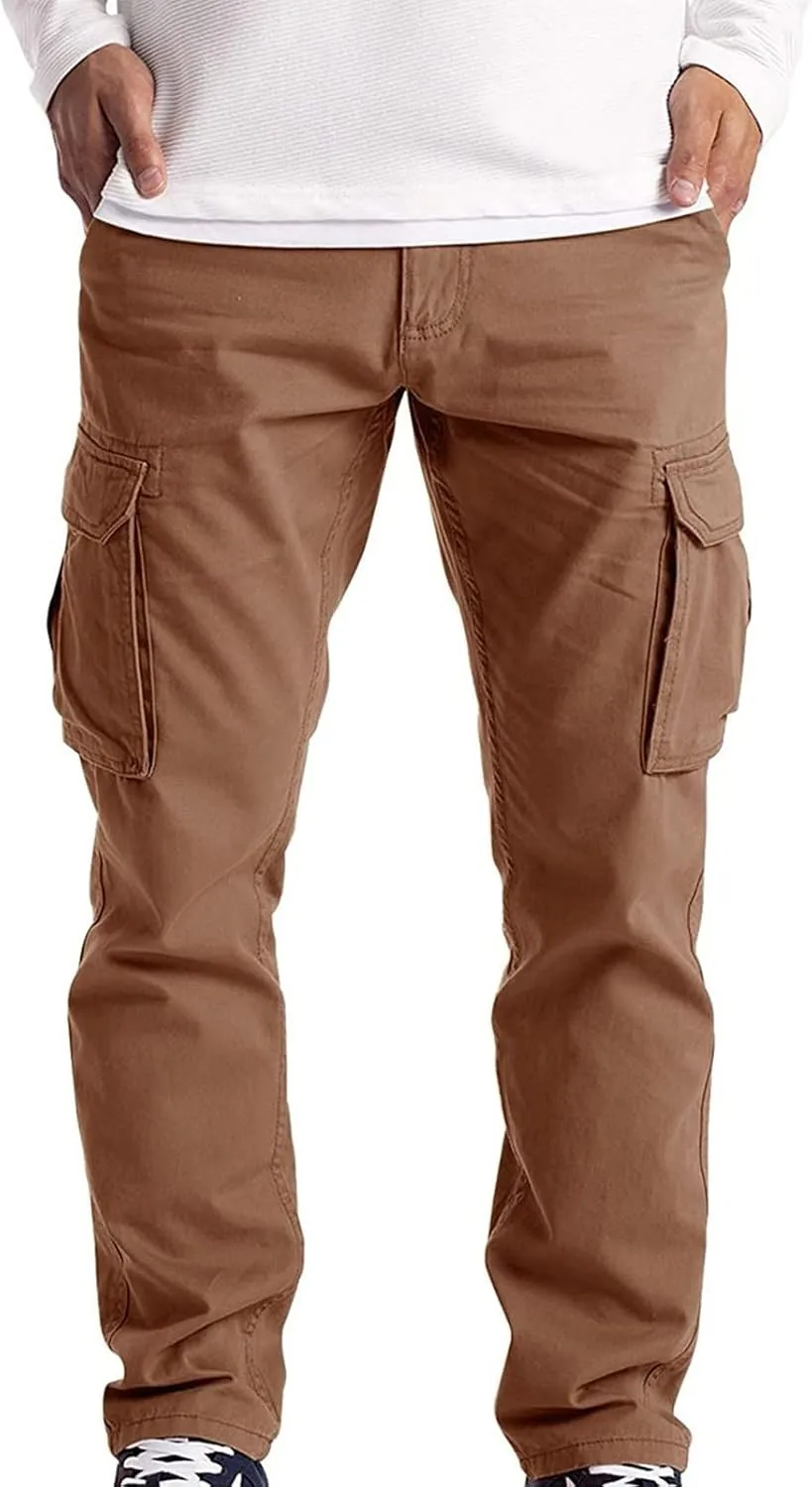 Cargo Trousers for Men Casual Long Trousers Men Athletic Jogger Sports Outdoor Trousers Men's Sweatpants with Zipper