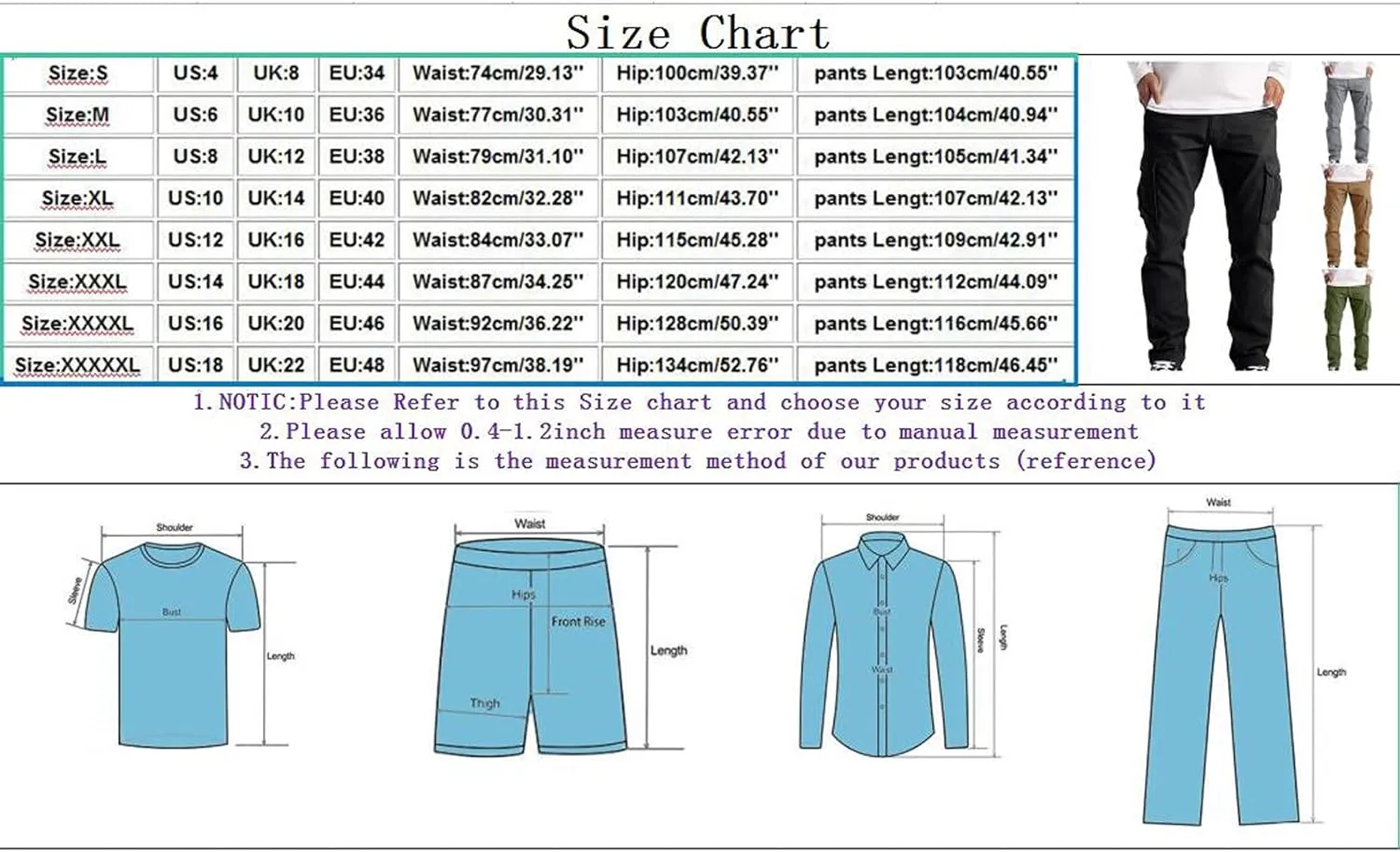 Cargo Trousers for Men Casual Long Trousers Men Athletic Jogger Sports Outdoor Trousers Men's Sweatpants with Zipper