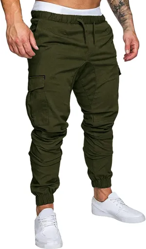 Cargo Trousers for Men Outdoor Jogging Workout Running Gym Regular Fit Mens Joggers Sweatpants Lightweight Drawstring
