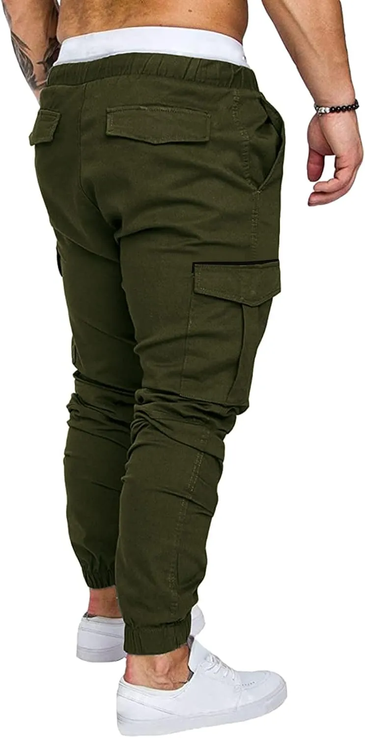 Cargo Trousers for Men Outdoor Jogging Workout Running Gym Regular Fit Mens Joggers Sweatpants Lightweight Drawstring