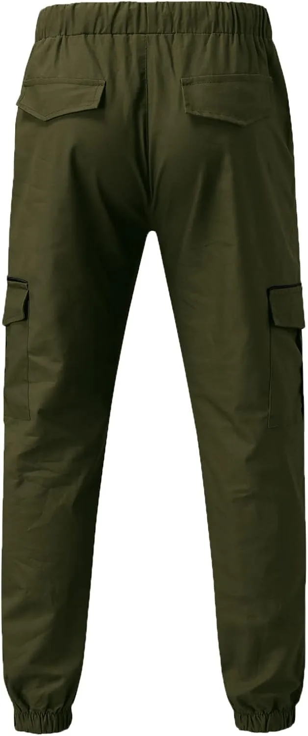 Cargo Trousers for Men Outdoor Jogging Workout Running Gym Regular Fit Mens Joggers Sweatpants Lightweight Drawstring