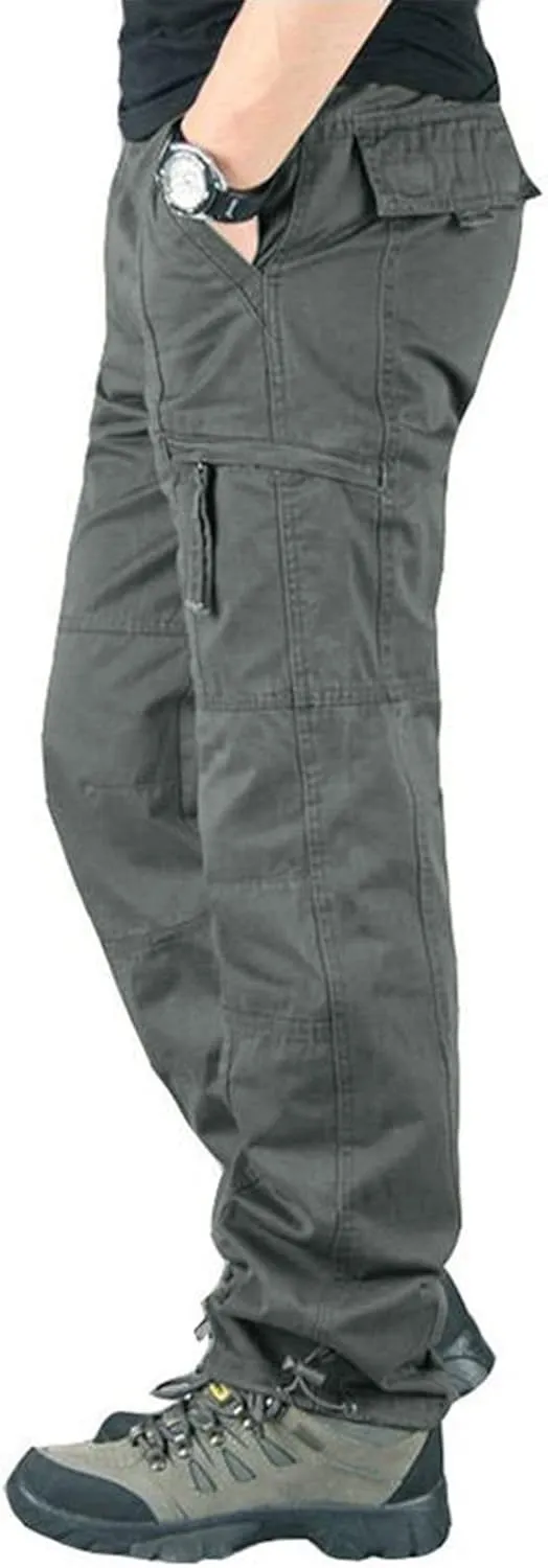 Cargo Trousers for Men with Pockets Mens Cargo Pants Casual Drawstring Athletic Jogger Sports Outdoor Trousers Mens