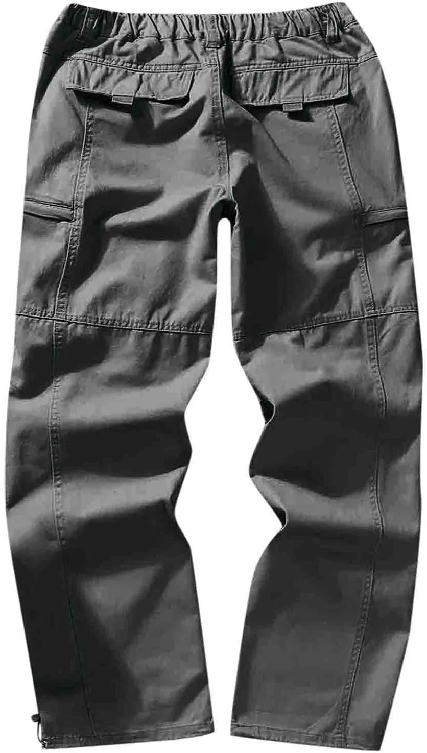 Cargo Trousers for Men with Pockets Mens Cargo Pants Casual Drawstring Athletic Jogger Sports Outdoor Trousers Mens