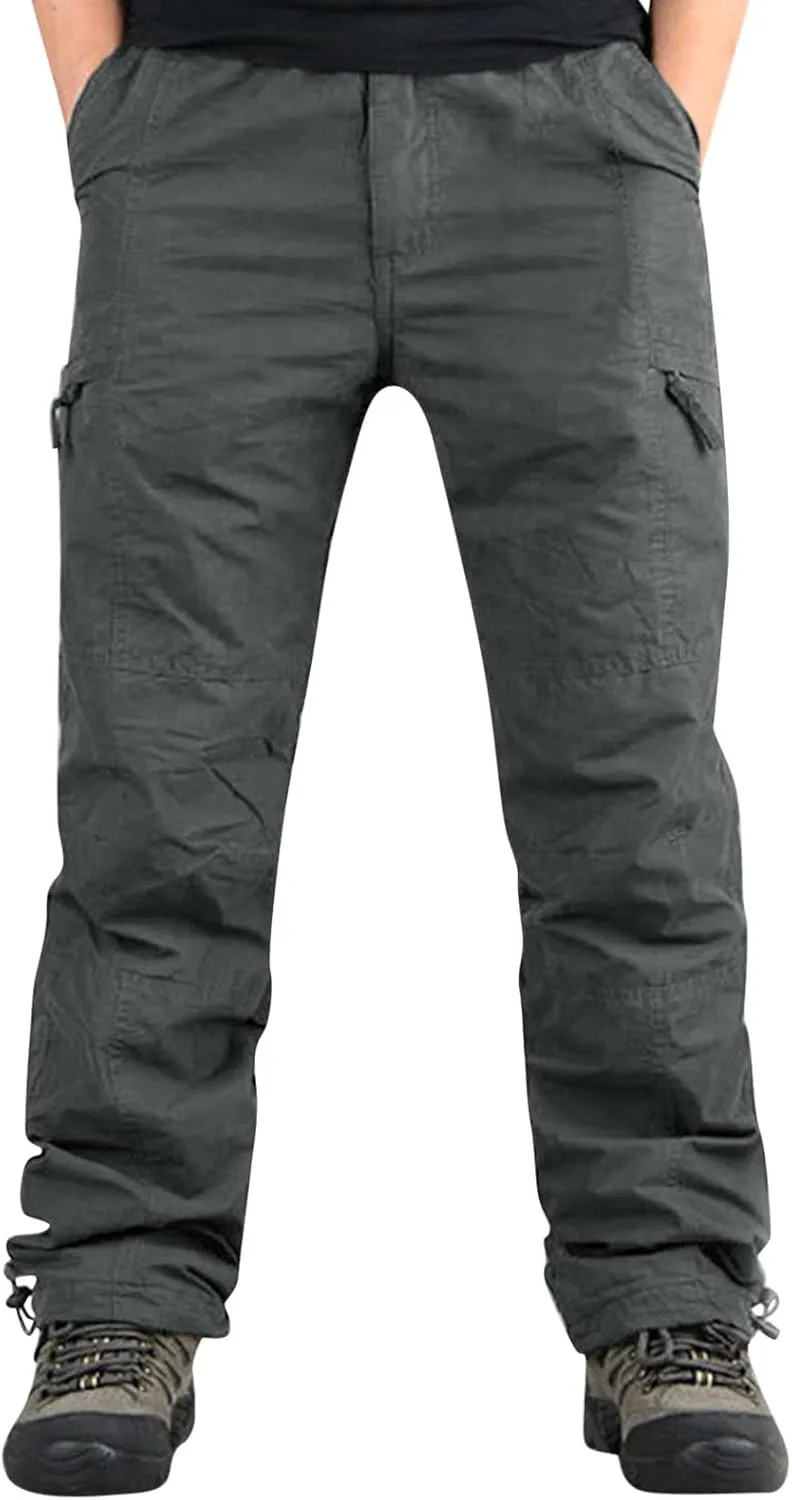 Cargo Trousers for Men with Pockets Mens Cargo Pants Casual Drawstring Athletic Jogger Sports Outdoor Trousers Mens