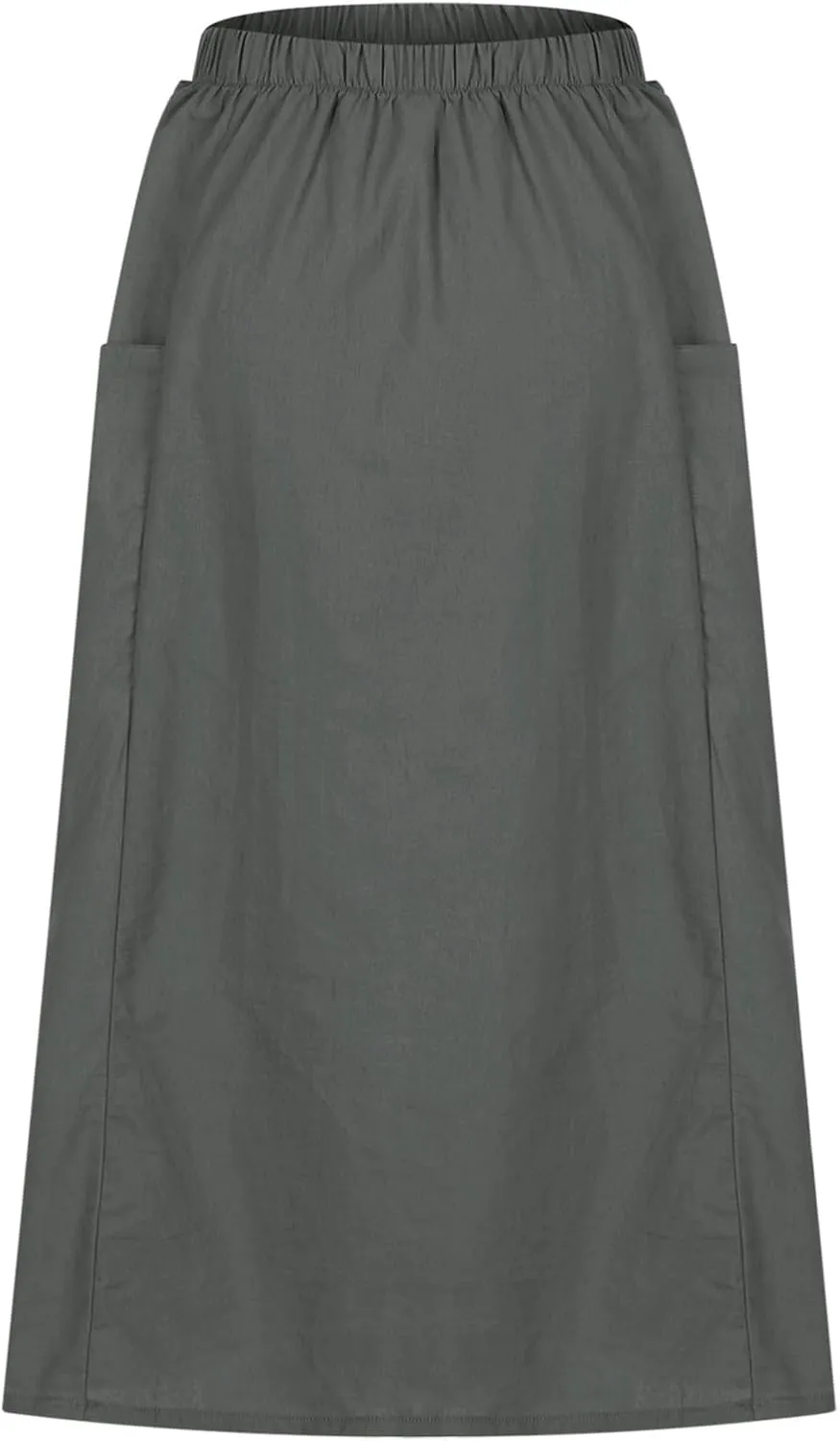 Casual A Line Midi Skirts for Women Elastic High Waisted Swing Flared Skirt Vintage Pleated Summer Dress
