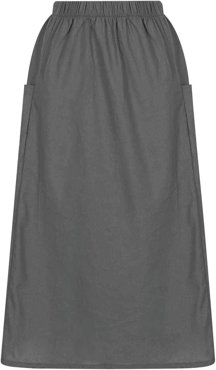 Casual A Line Midi Skirts for Women Elastic High Waisted Swing Flared Skirt Vintage Pleated Summer Dress