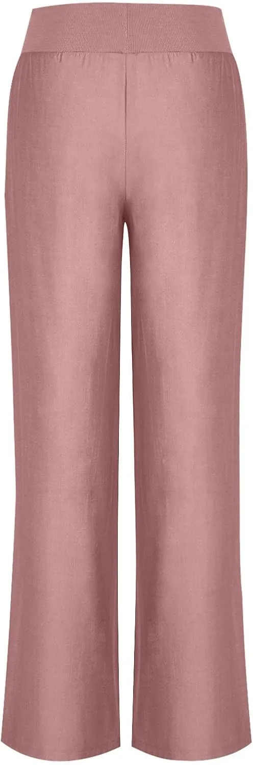 Casual Elastic Waist Trousers for Women Baggy Wide Leg Pants Trendy High Waisted Pants Soft Comfy Lounge Pants