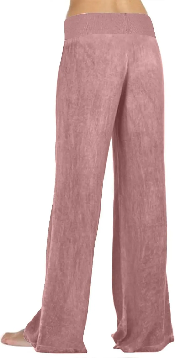 Casual Elastic Waist Trousers for Women Baggy Wide Leg Pants Trendy High Waisted Pants Soft Comfy Lounge Pants